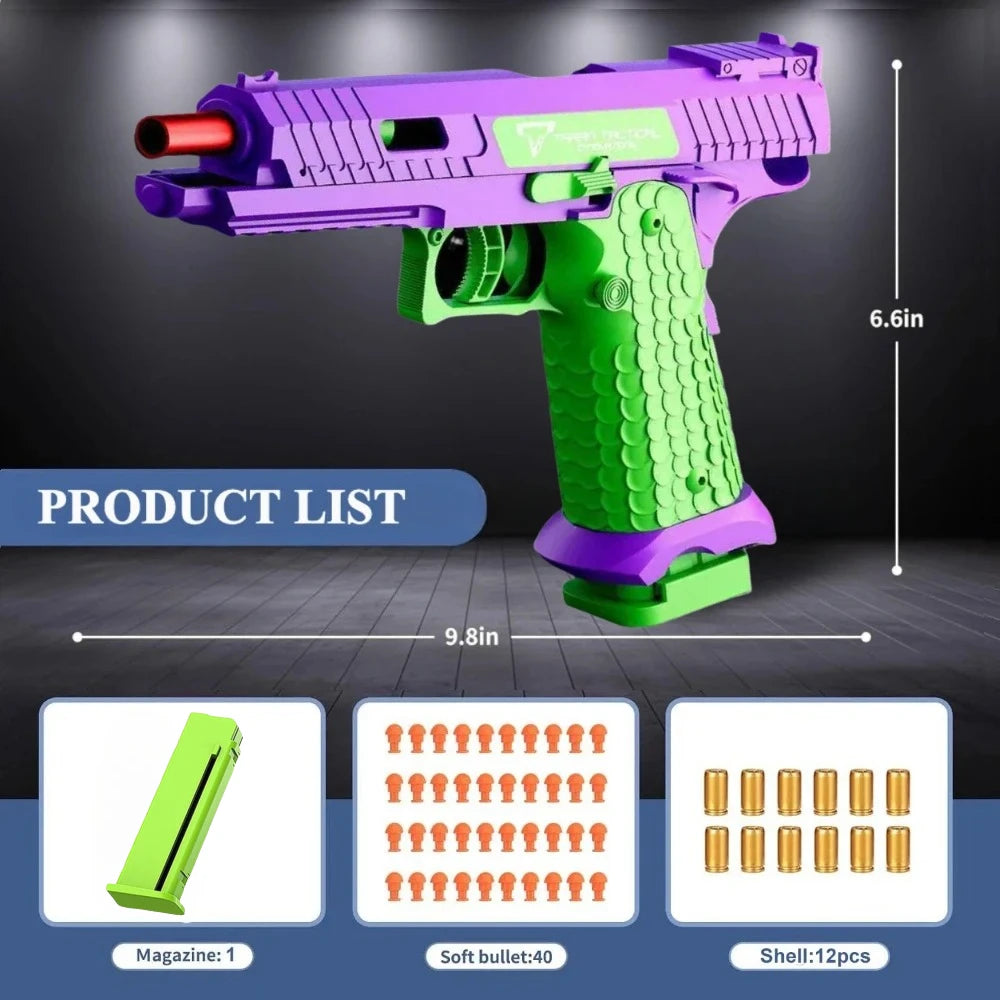 Plastic Toy Pistol Gun for Ages 14+ with Continuous Firing and Soft Bullets