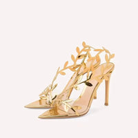 2024 Summer Fashion Patent Leather Gold Leaf Women Sandals Elegant Pointed toe Thin High heels Gladiator Sandalias Party Shoes - Buy online at  Vibe In Cart.