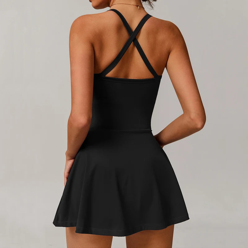 VITALINOVO Womens Tennis Dress with Shorts Underneath Workout Dress with Built-in Bra Deep V Neck Athletic Dresses Golf Dress - Buy online at  Vibe In Cart.