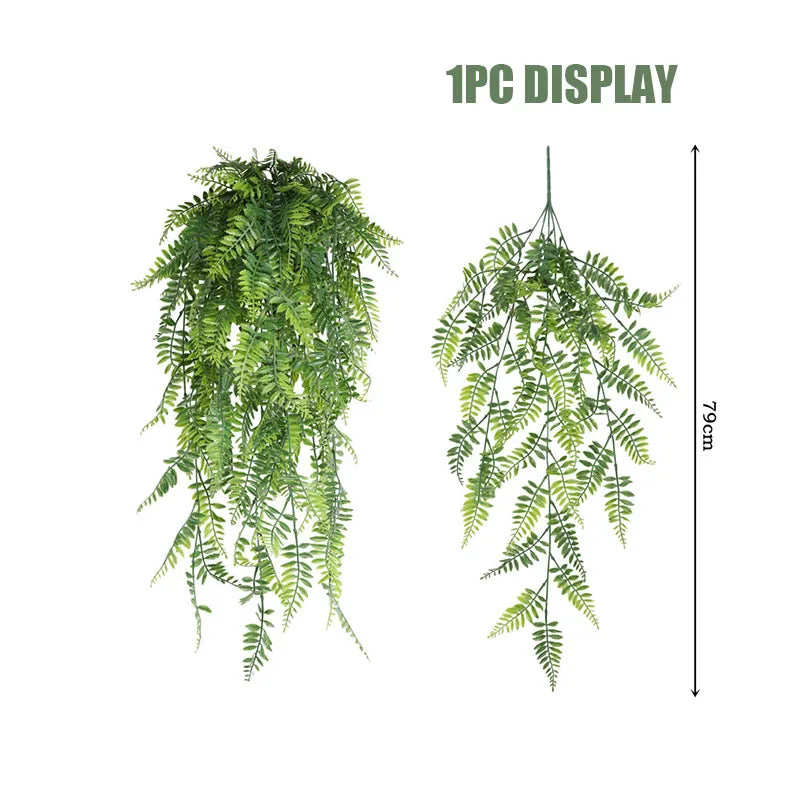 Artificial Plant Persian fern Leaves Vines Home Room Decor Hanging Plastic Leaf Grass Wedding Party Wall Balcony Home Decoration - Buy online at  Vibe In Cart.