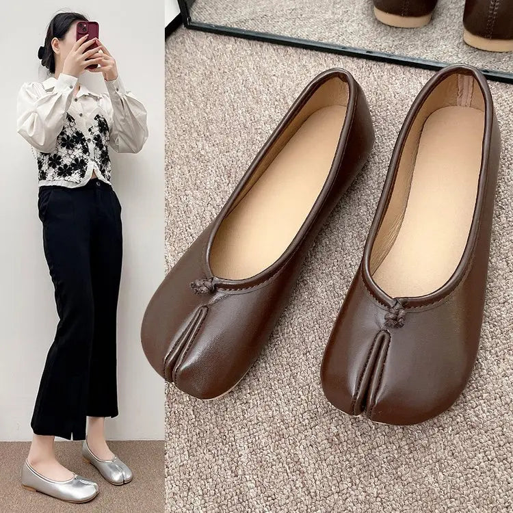 Japanese Style Tabi Ninja Shoes Women Cozy Leather Flats Split Hoof Toe Loafers Femme Mary Jeans Mocasines Ladies Ballerina Shoe - Buy online at  Vibe In Cart.