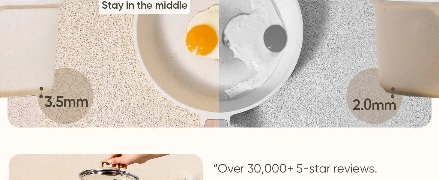 21Pcs Pots and Pans Set, Nonstick Cookware Sets, White Granite Induction Cookware Non Stick Cooking Set w/Frying Pans - Buy online at  Vibe In Cart.