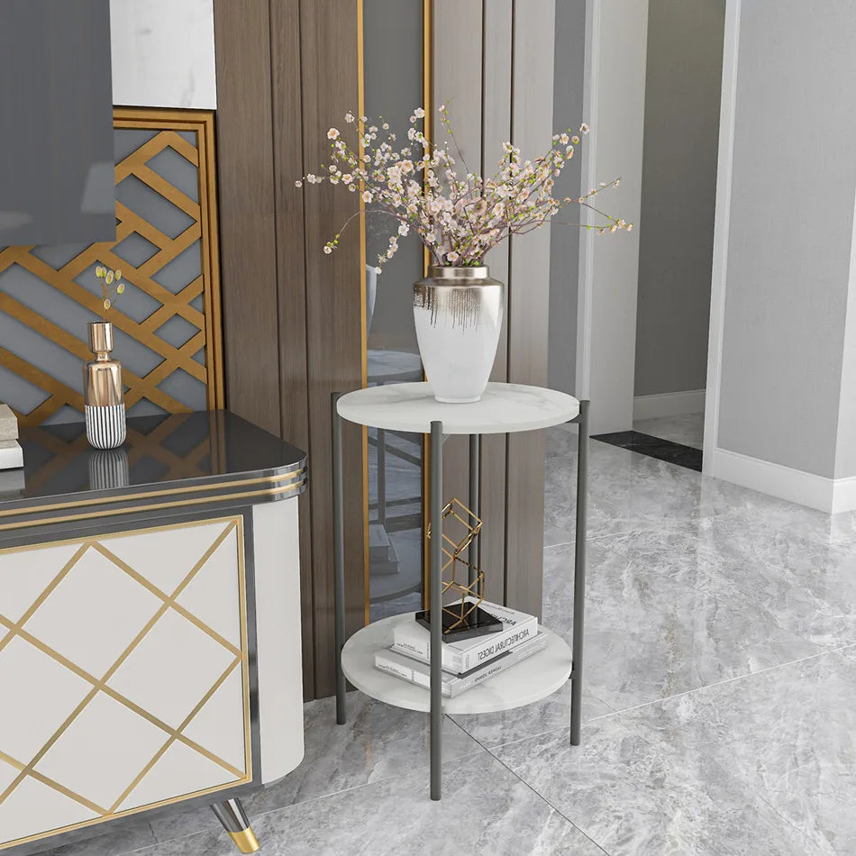 LUVODI 2-Tier Round Coffee End Tables Sofa Side Table Plant Stand with Storage Shelf Metal Frame for Living Room Bedroom - Buy online at  Vibe In Cart.