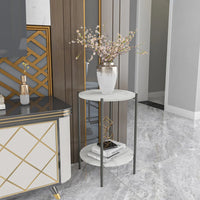 LUVODI 2-Tier Round Coffee End Tables Sofa Side Table Plant Stand with Storage Shelf Metal Frame for Living Room Bedroom - Buy online at  Vibe In Cart.