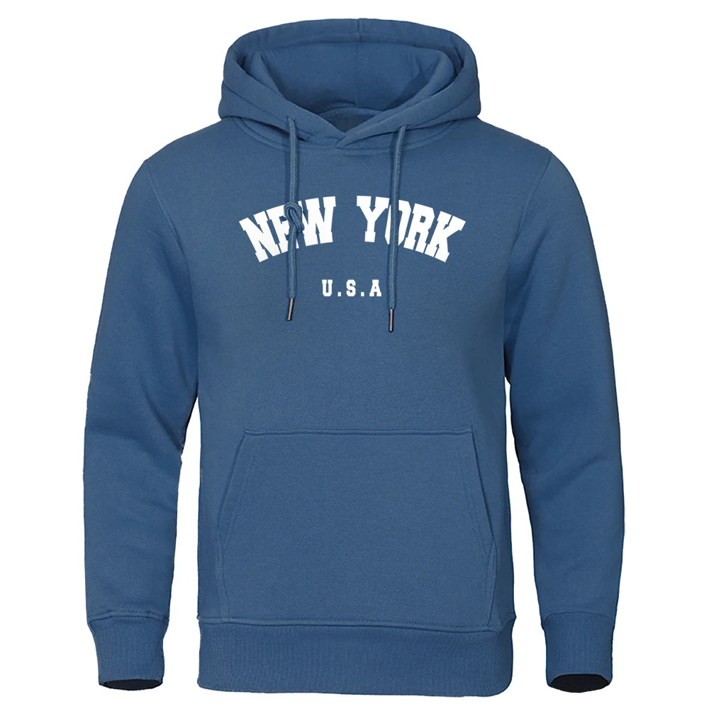 NEW YORK Letter U.S.A City Print Hoody Men Fashion Casual Long Sleeves Hooded Loose Oversize Pullover Hoodie Street Sweatshirt - Buy online at  Vibe In Cart.