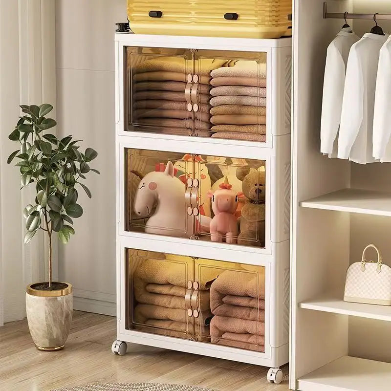 Folding storage cabinet, multi-layer large capacity, simple and modern transparent storage cabinet, clothes and toys storage - Buy online at  Vibe In Cart.