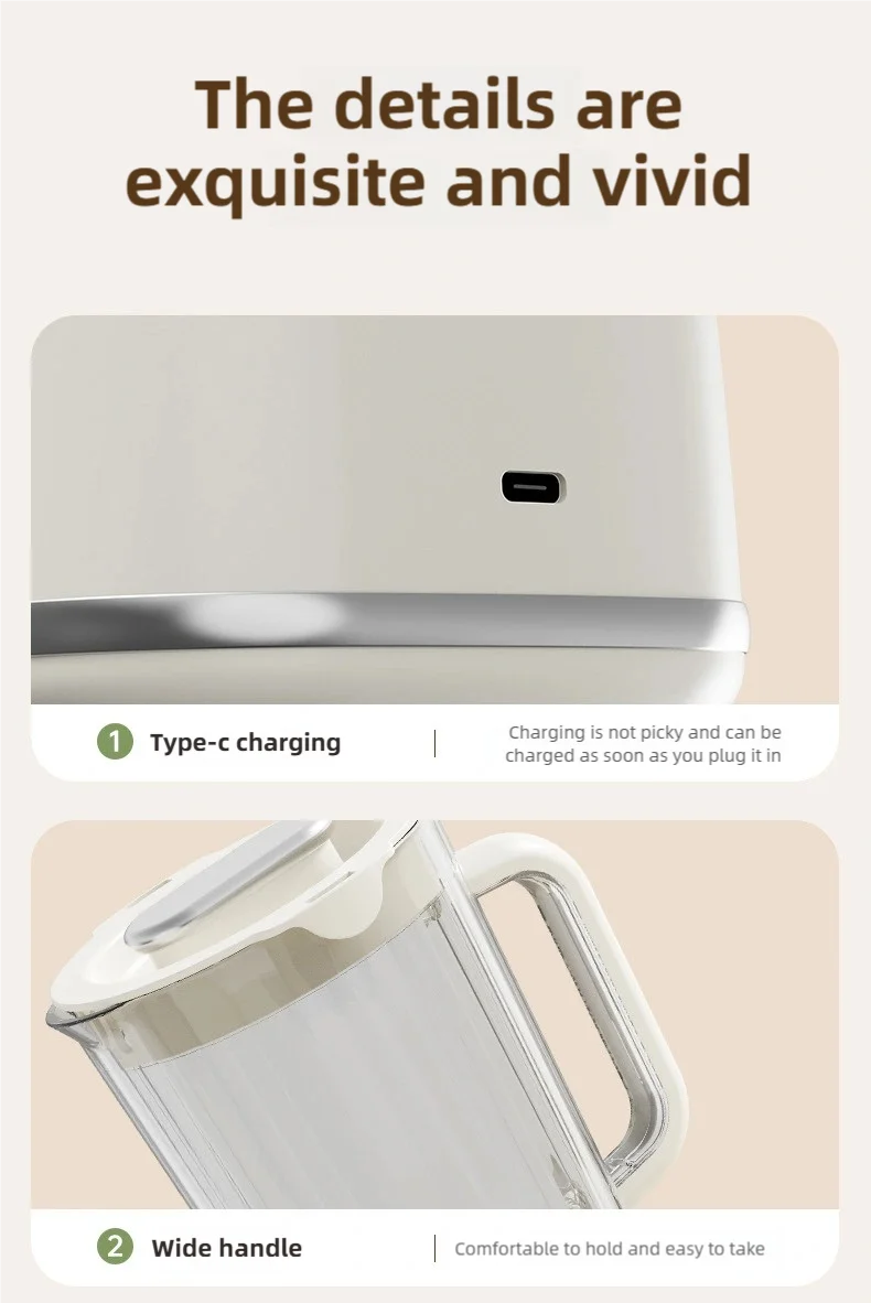 Multifunctional Electric Juicer with 10 Blades and 3000mAh Battery