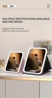 LED Makeup Mirror 3 Colors Light Portable Vanity with Adjustable Brightness USB Charging Foldable for Travel And Home Use - Buy online at  Vibe In Cart.