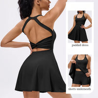 Tennis Dress with Shorts Badminton Clothing 2025 Golf Wear Dress with Shorts Underneath Workout Outfit 1pc Padded  Sport Dress