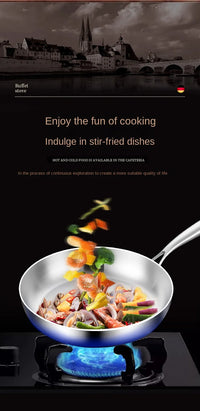 316 Stainless Steel Frying Pan Wok NonStick Pan Fried Steak Pot Uncoated Kitchen Cookware For Gas Stove and Induction Cooker Wok - Buy online at  Vibe In Cart.