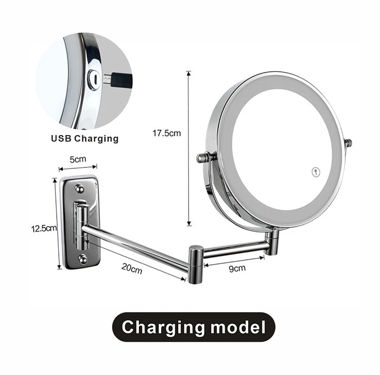 Folding Arm Extend Bathroom Mirror With LED Light 7 Inch Wall Mounted Double Side Smart Cosmetic Makeup Mirrors - Buy online at  Vibe In Cart.