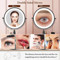 8 Inch Makeup Mirror With Light Lamp 10X Magnification 3 Color Lights,Adjustable Brightness Height Standing Cosmetic Mirror - Buy online at  Vibe In Cart.