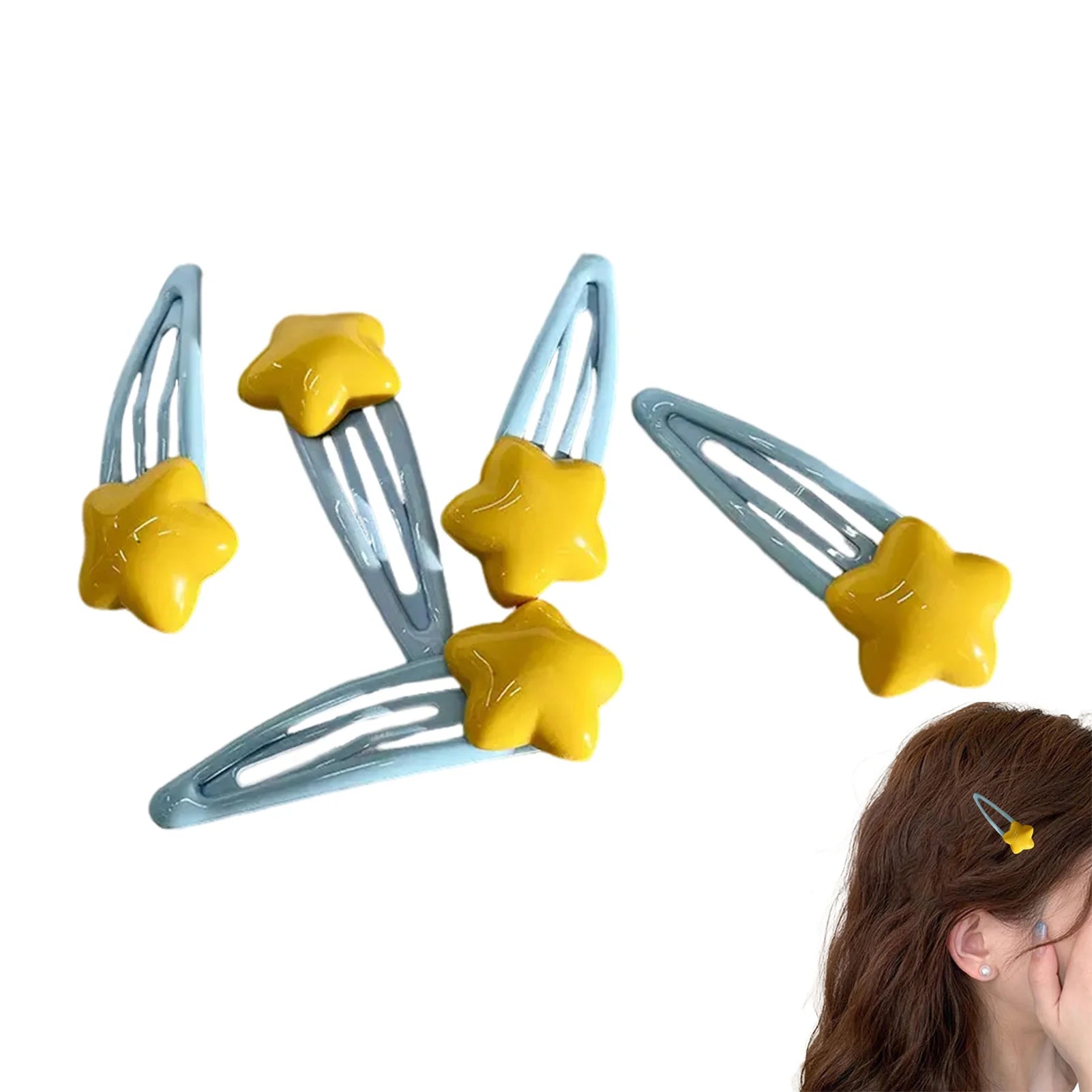 Summer Y2K Hairpin Yellow Star Designs Duck Mouth Clip Bangs Side Clip Blue BB Barrettes Hair Snap Clips Girls Hair Accessories - Buy online at  Vibe In Cart.