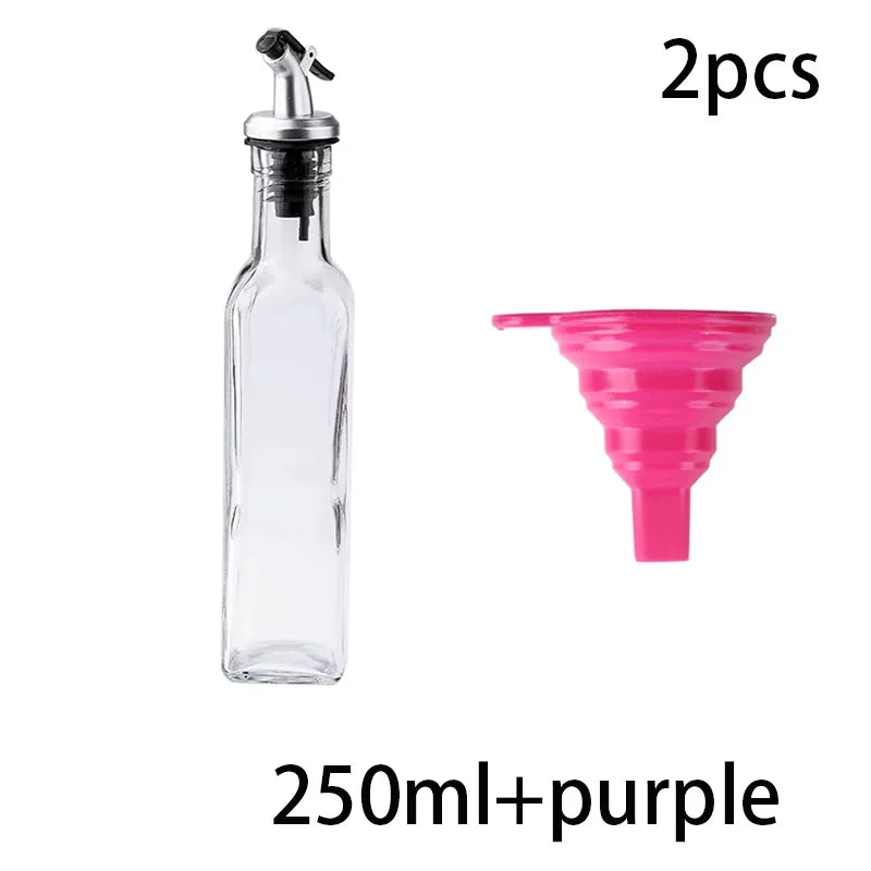 Glass Olive Oil Dispenser Bottle with Silicone Funnel for Kitchen