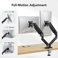 Adjustable Dual Monitor Mount for 17-32 Inch Screens with Swivel, Tilt and Rotation