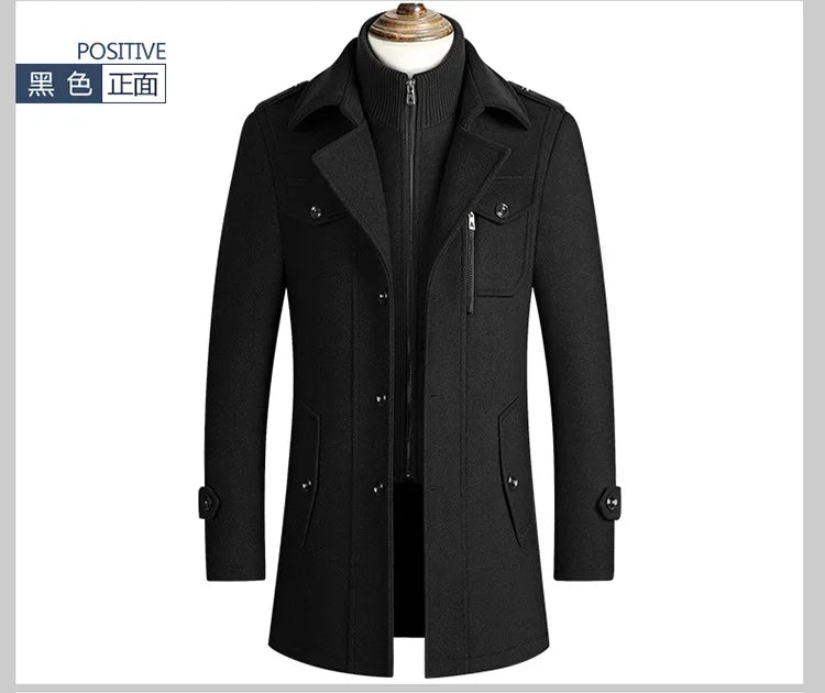 2025 new winter men's woolen coat, men's brand jacket, middle-aged double-shoulder long woolen windbreaker coat in European size - Buy online at  Vibe In Cart.