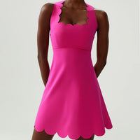 Women's Solid Color Nylon Lycra Yoga Tennis Dress, Above Knee Length