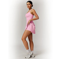 Womens Spaghetti Strap Tennis Dress with Built-in Shorts and Bra Golf Athletic Dress with Pockets