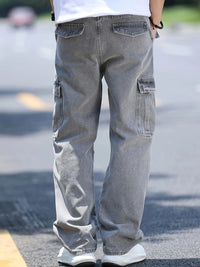 Men's multi pocket denim work pants straight leg denim pants - Buy online at  Vibe In Cart.