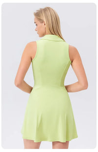 Women's V-Neck Tennis Dress Breathable Quick-Dry Slim Fit S-XXL