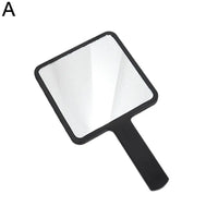Handheld Square Makeup Mirror With Handle, ABS And Glass, 16 x 9 cm