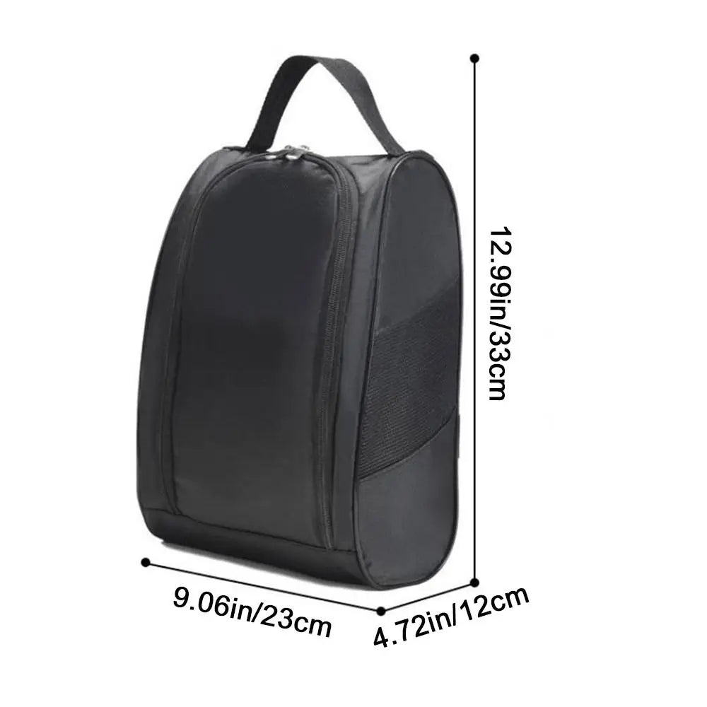 Black Oxford Cloth Portable Golf Shoe Bag, 23x12x33 cm