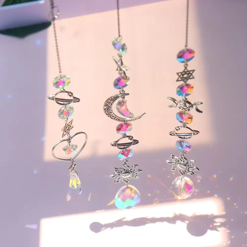 1pc Crystal Wind Chime Moon Sun Catcher Diamond Prisms Pendant Dream Catcher Rainbow Hanging Drop Home Garden Decor Windchime - Buy online at  Vibe In Cart.
