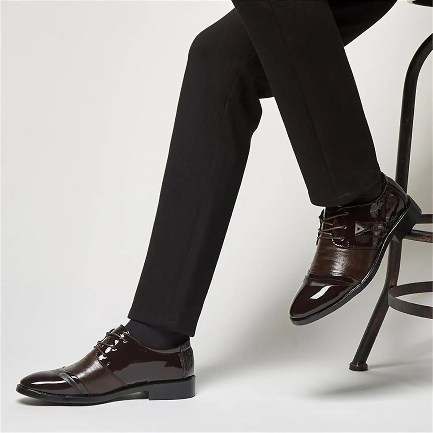 Mens Lace Up Dress Shoes Modern Formal Business Casual Office Suit Tuxedo Patent Leather Oxford Shoes - Buy online at  Vibe In Cart.