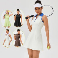 Women Tennis Dress Polo Zipper Collar Slim Skirts Ladies V-neck Breathable Slim Badminton Golf Dresses Quick-Dry Skorts S-XXL - Buy online at  Vibe In Cart.