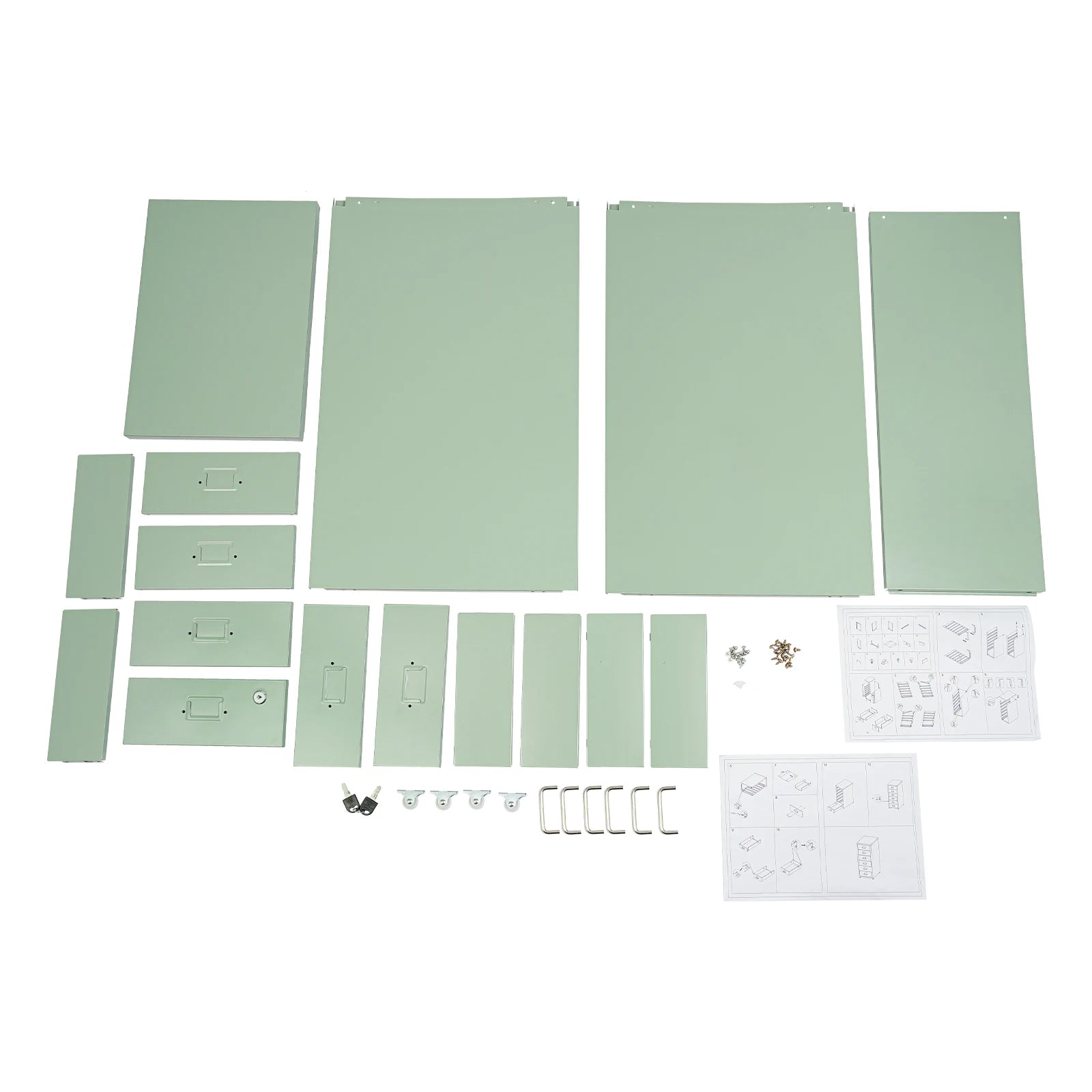 Lockable Rolling Metal File Cabinet| 6-Drawer Home Office Document Storage Container with Wheels| Off-white/Green/Yellow - Buy online at  Vibe In Cart.