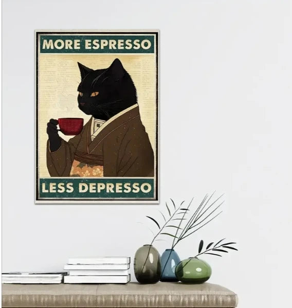 Art quote you are pooping black cat kitten reading newspaper in toilet funny animal poster retro art living room decoration - Buy online at  Vibe In Cart.