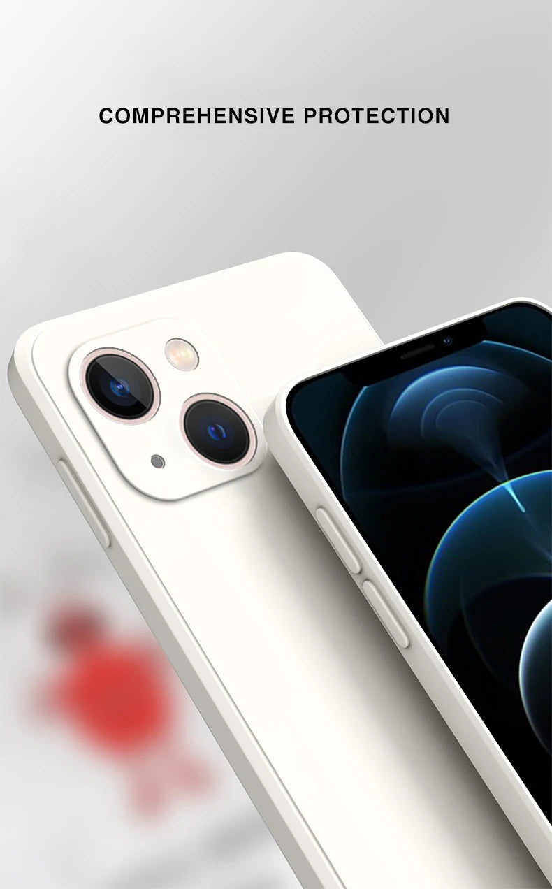 Square Liquid Silicone Protective Phone Case with Anti-Scratch and Dustproof Features