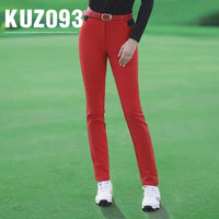 Women's Full Length Autumn Winter Golf Pants High Elasticity Slim Fit Cotton Blend
