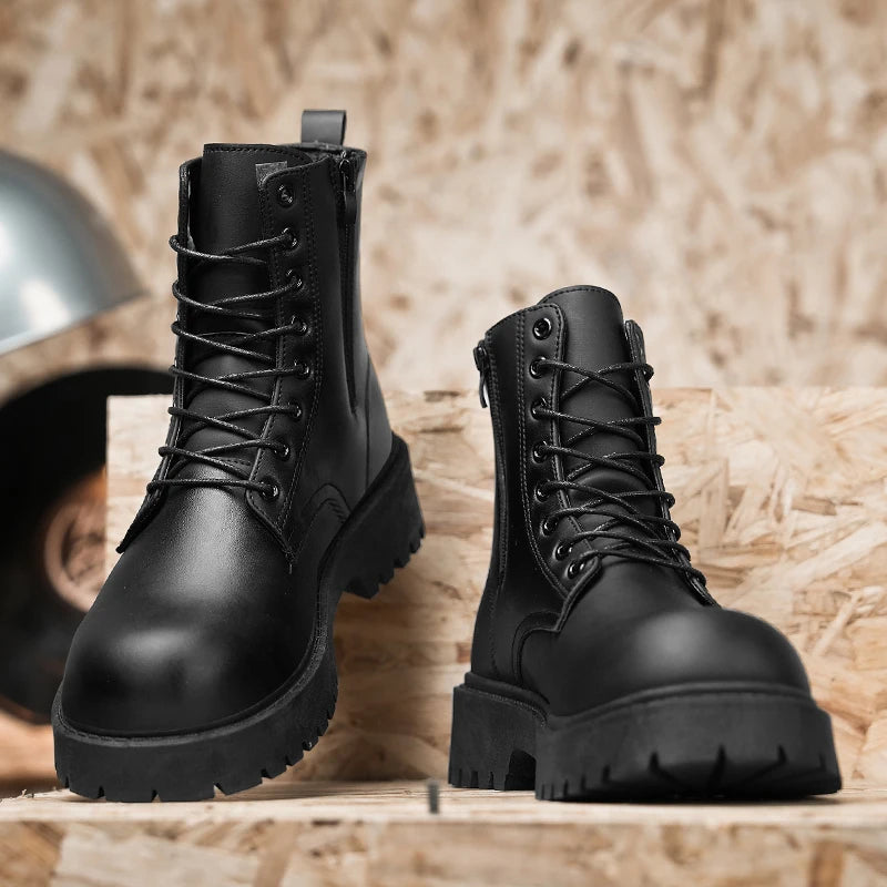 Couple's casual boots four season men's and women's high top leather boots fashion thick soled non slip plus size outdoor boots - Buy online at  Vibe In Cart.