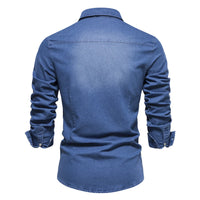 AIOPESON Brand Elastic Cotton Denim Shirt Men Long Sleeve Quality Cowboy Shirts for Men Casual Slim Fit Mens Designer Clothing - Buy online at  Vibe In Cart.