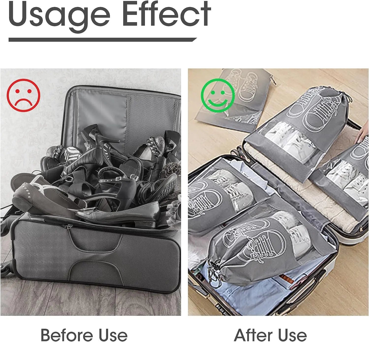 Large Non-Woven Fabric Shoes Storage Organizer Bags, 5 or 10 Pack