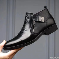 Winter Men's Elegant Boots Ankle non slip Leather Shoes British Zip Black Knight boots Pointed Punk Platform male Booties Botas - Buy online at  Vibe In Cart.