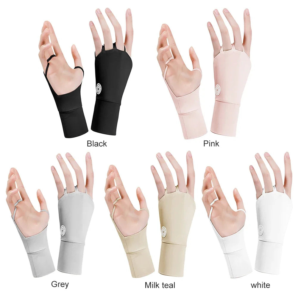 Women Half Finger Glove Cool Breathable Sun UV Protector Golf Glove Ice Silk Hollow Palm Elastic for Outdoor Practice - Buy online at  Vibe In Cart.