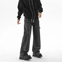 Men's Autumn Trendy Baggy Jeans Elastic Waist Washed Casual Denim Trousers Male High Street Fashion Wide Legs Straight Pants - Buy online at  Vibe In Cart.