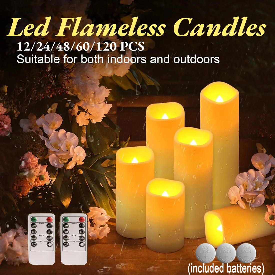 12-120PCS Wedding LED Candles Flickering Decor Flameless Candles Battery Operated with Remote Control Tealight Dinner Home Party - Buy online at  Vibe In Cart.