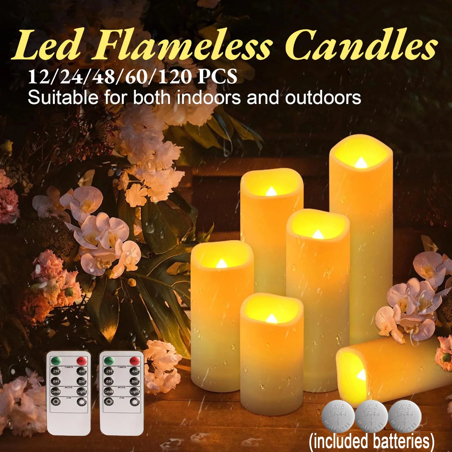 12-120PCS Wedding LED Candles Flickering Decor Flameless Candles Battery Operated with Remote Control Tealight Dinner Home Party - Buy online at  Vibe In Cart.