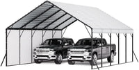 20x24 ft Heavy Duty Metal Carport, Outdoor Car Shelter with Removable PE Sidewalls, Steel Frame Garage for Car, Truck, Boat - Buy online at  Vibe In Cart.