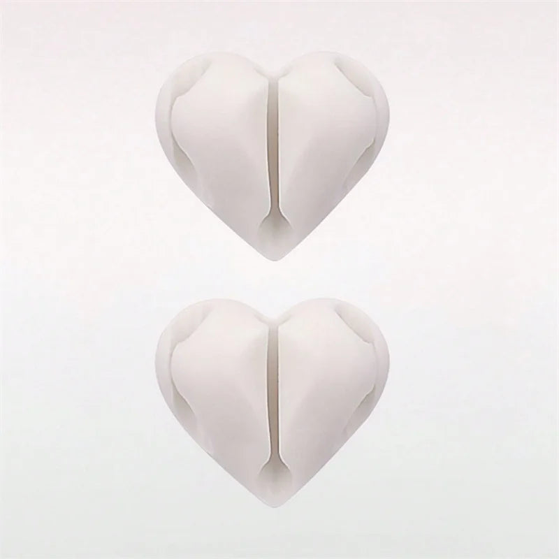 Set of 2 Heart-Shaped Plastic USB Cable Organizer Clips