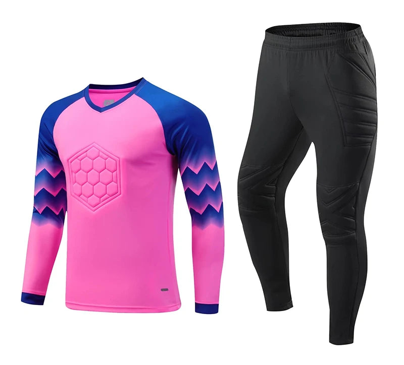 2023 Men Kid Football Goalkeeper Uniform Protective Sponge Long Sleeve Soccer Training Goalkeeper Top Soccer Jersey Pants Custom - Buy online at  Vibe In Cart.