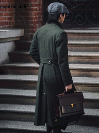 Mauroicardi Autumn Winter Long Warm Green Polo Coat Men Double Breasted Cool Luxury Elegant England Style Wool Blends Overcoat - Buy online at  Vibe In Cart.