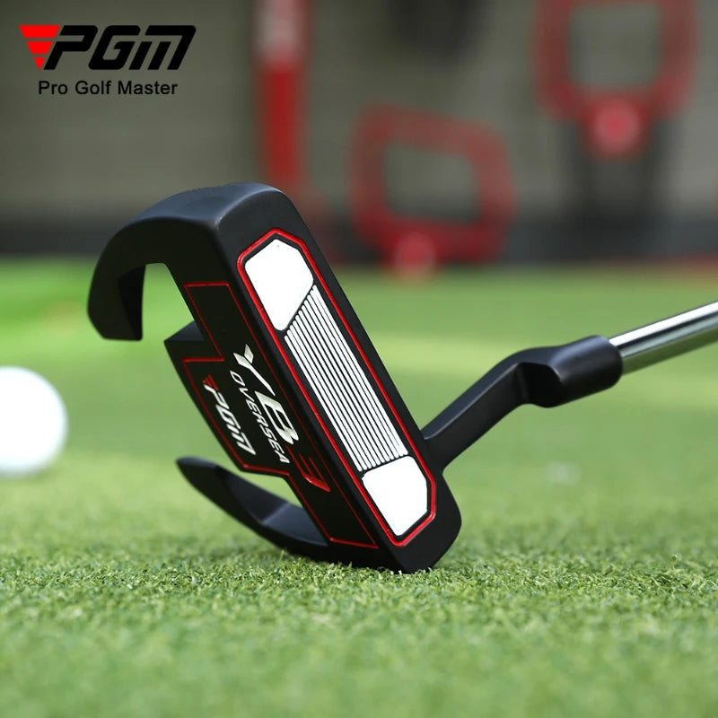 Men's Right-Handed Golf Putter with Aiming Line in Black and Red