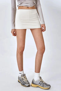 Women Low Rise Mini Skirt With Take The Short Cut Detail Slim Fit Mini Skort
