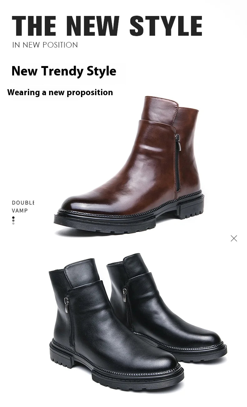 Men's autumn high-top leather shoes men's height-increasing British Chelsea boots short boots business casual men's boots - Buy online at  Vibe In Cart.