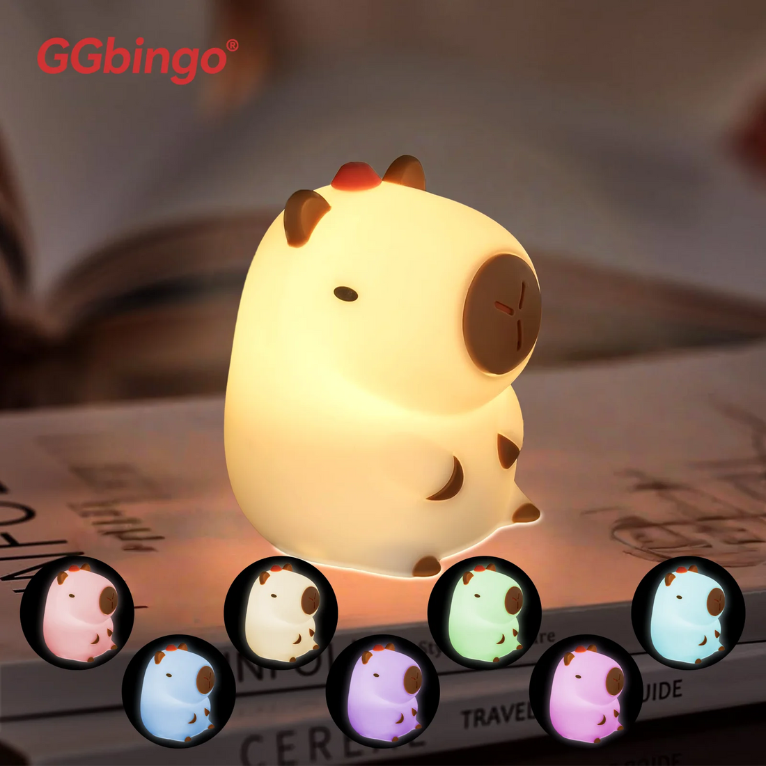 GGbingo Rechargeable Cute Capybara Night Light Novelty Dimmable Nursery Nightlight Touch Lamp Silicone Pat Lamp for Kids Room - Buy online at  Vibe In Cart.