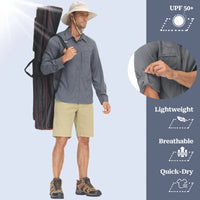 Summer Men's UPF 50+ Casual Long Sleeve Fishing Shirts, Lightweight Tactical Button Down Shirt with Breathable Back Mesh - Buy online at  Vibe In Cart.